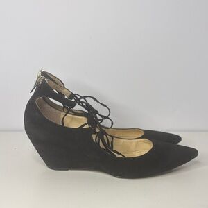 Ivanka Trump Black Lace-Up Wedges
